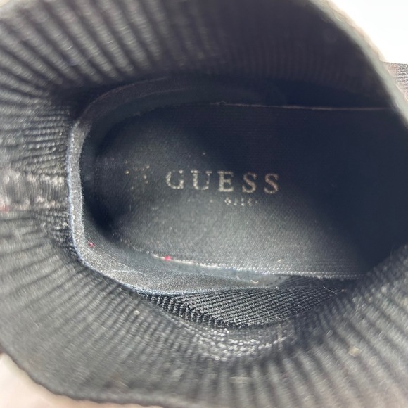 GUESS Womens 7.5 Black Knit Sock Sneakers Chunky Logo Platform High Top Shoes - Picture 10 of 14
